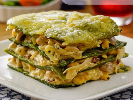 "Chicken Enchilada" Casserole with Nopales Cactus; Yummy!!!