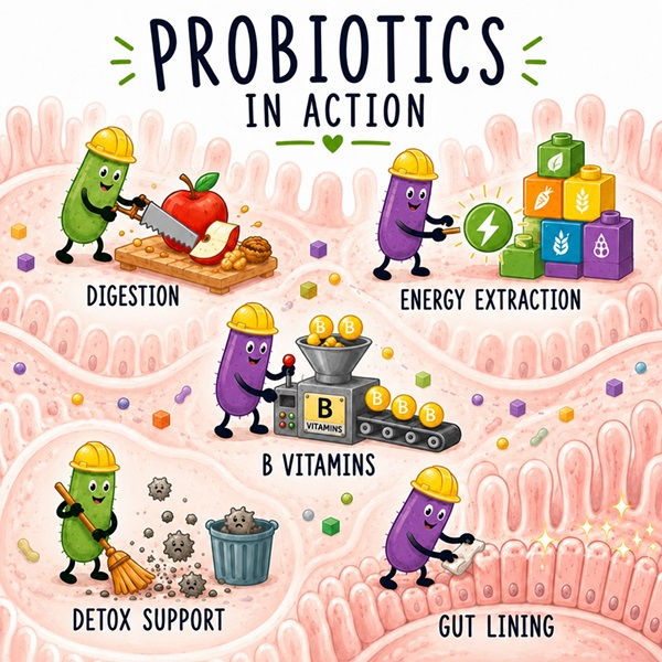 Tiny workers. Big impact. Probiotics help support digestion, nutrient absorption, and a healthy gut environment.
