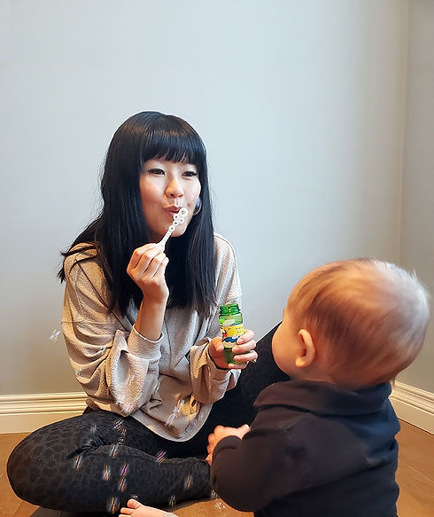 Blowing bubble sensory activity