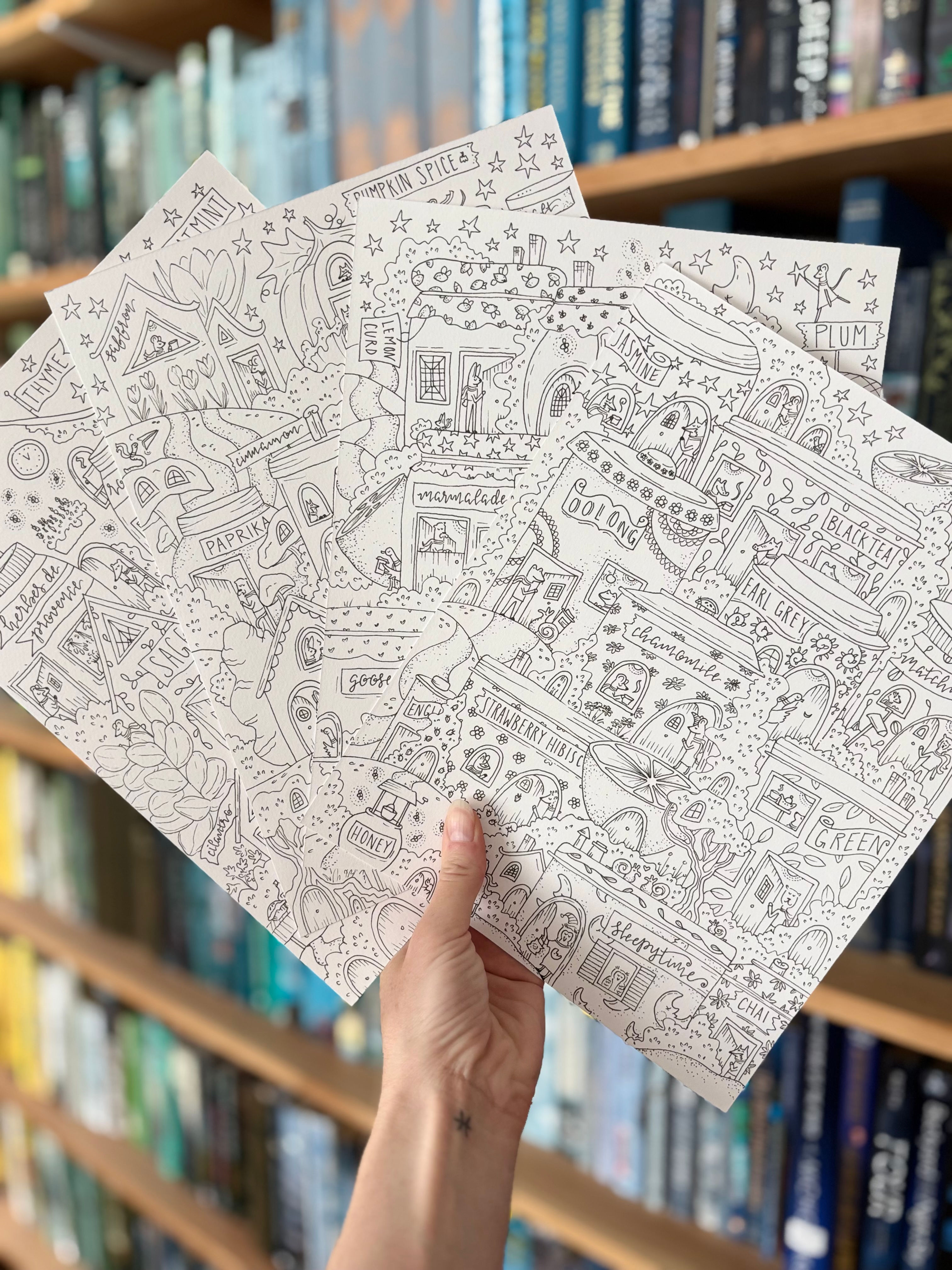 Digital Download Bundle: 5 Kitchen-Themed Printable Coloring Pages