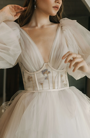 A-line V Neck Wedding Dress MIO With Long Sleeves - Etsy.png