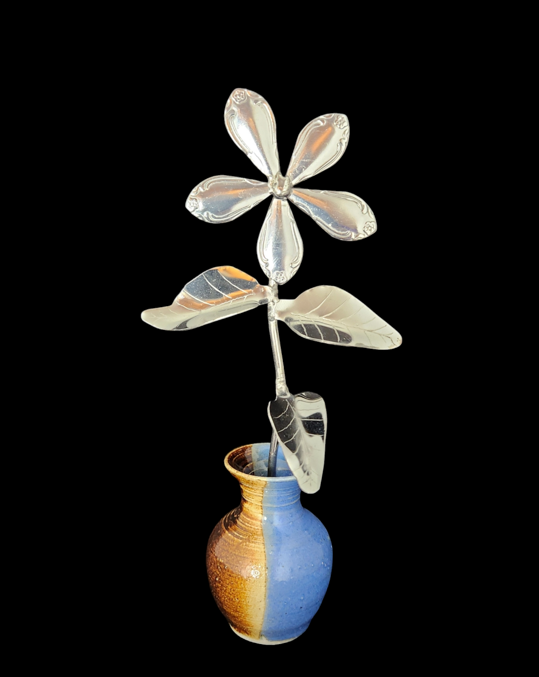Desk Single Flower Blue/Brown Vase