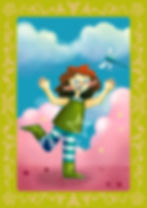 drawing of a child chasing after a dragonfly