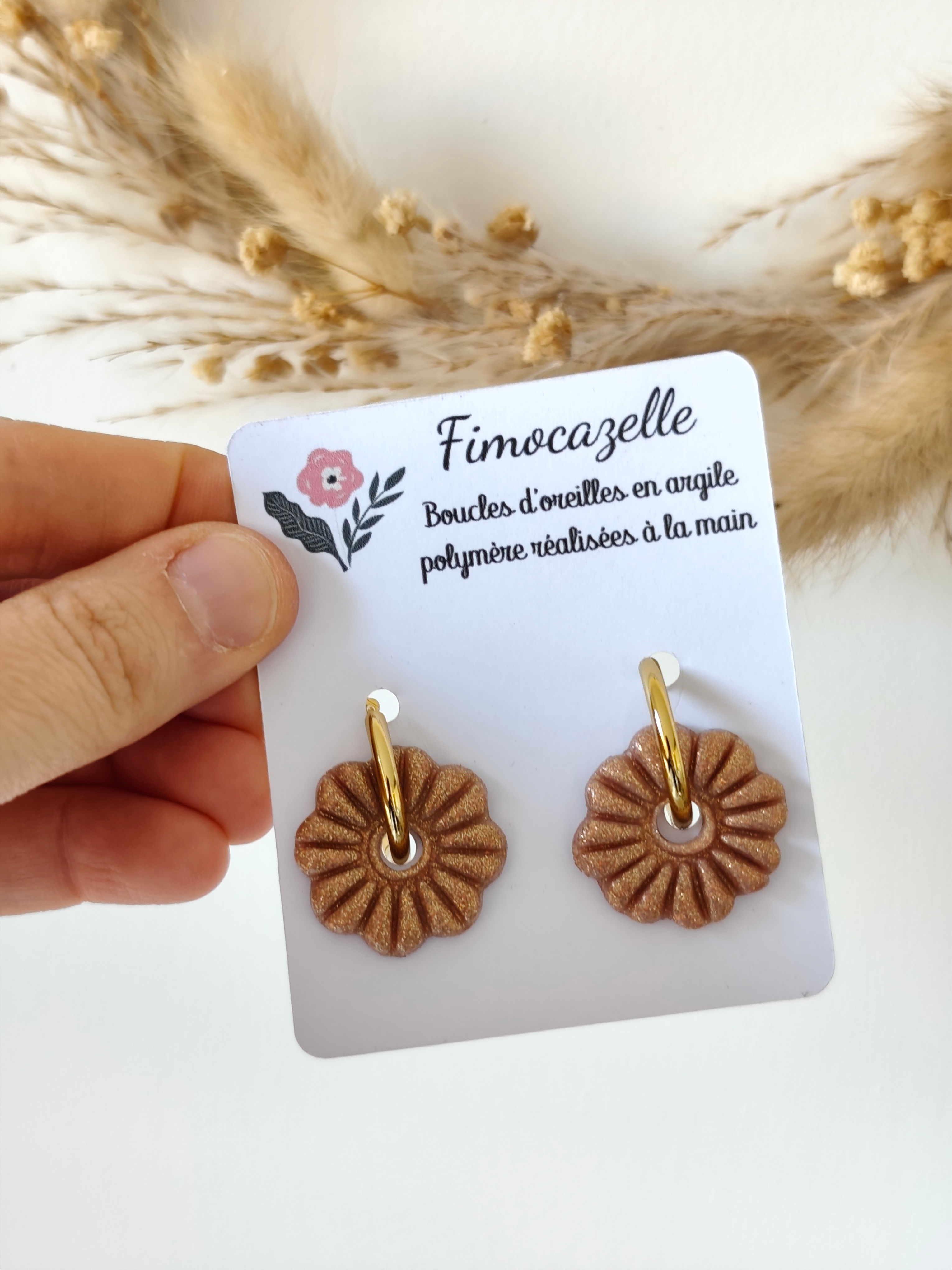 Créoles "Sylvette" champagne paillettes