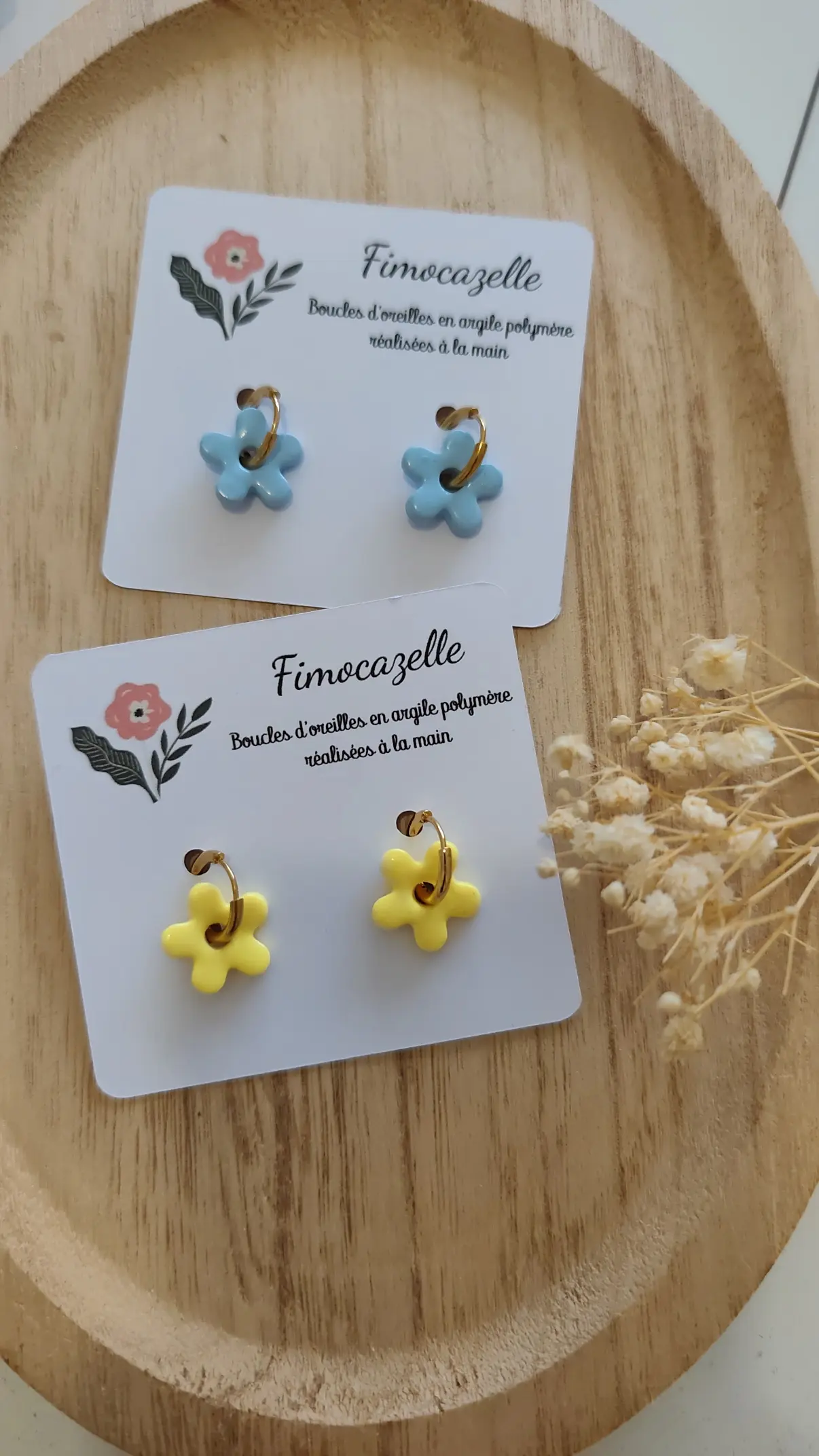 Créoles fleurs "Mini Lucette" tons pastels