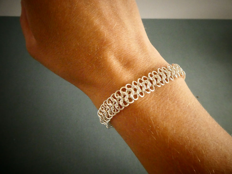 Thumbnail: womens silver cuff bracelet shown on wrist
