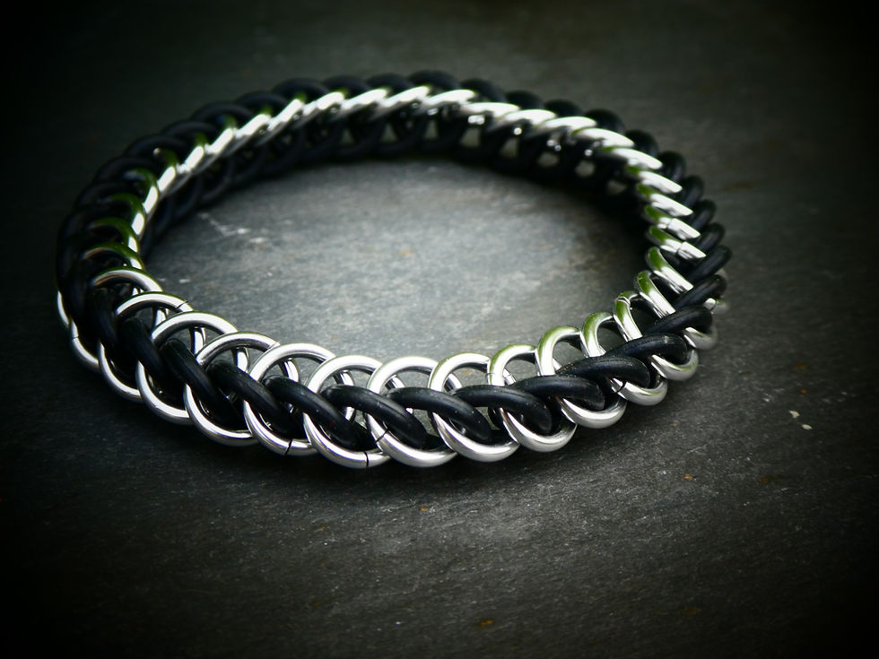 Thumbnail: unisex colourful bracelet in black and silver