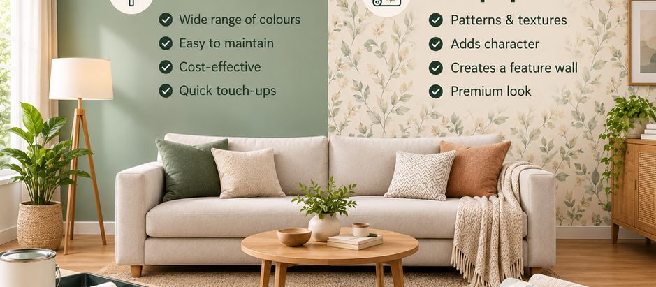 Paint vs wallpaper for Indian homes in a modern living room