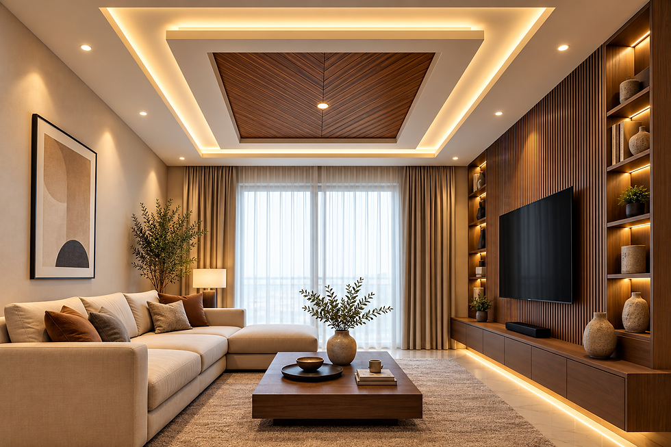 Prithu Homes wooden cove ceiling