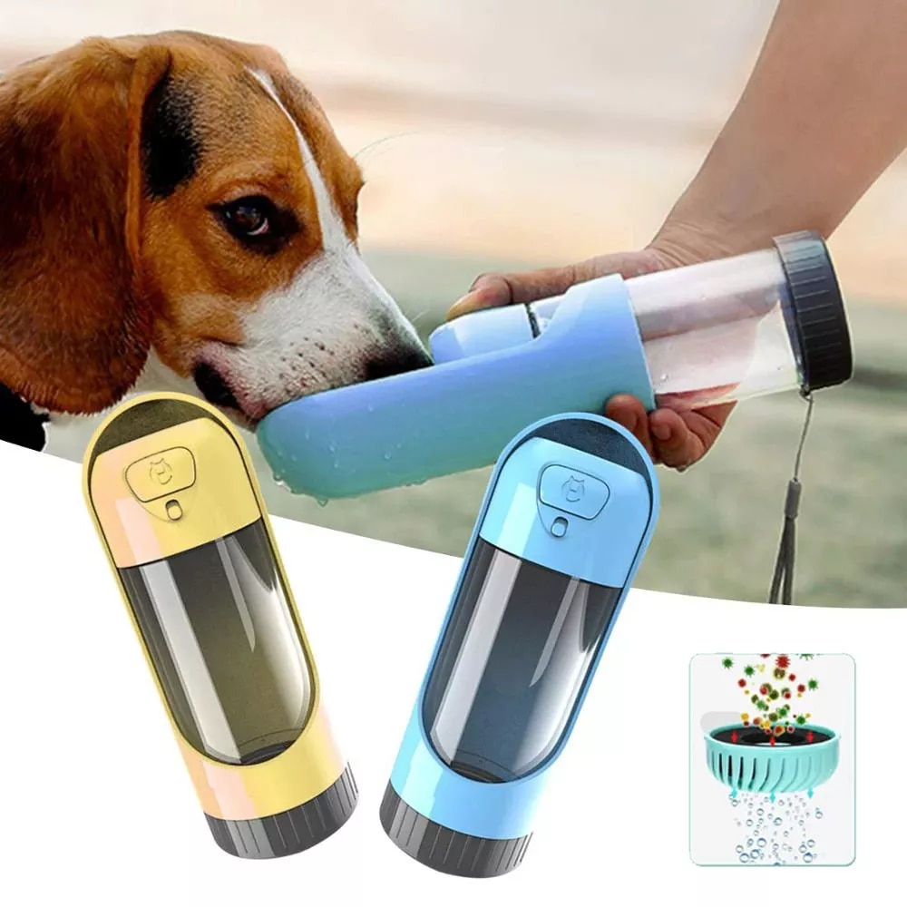 Bouteille d'eau de voyage pour chiens avec filtre
