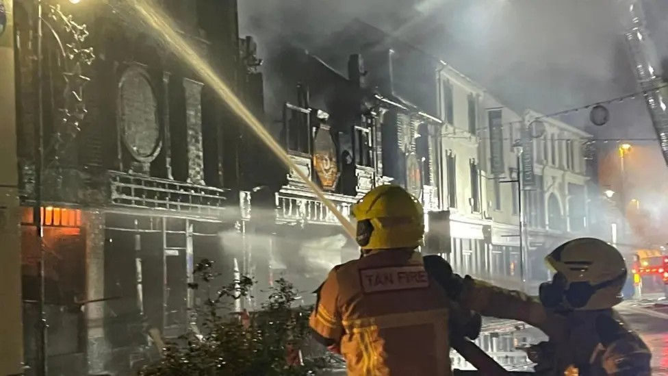 Tragedy: Fire caused the destruction of an iconic former store in Abergavenny