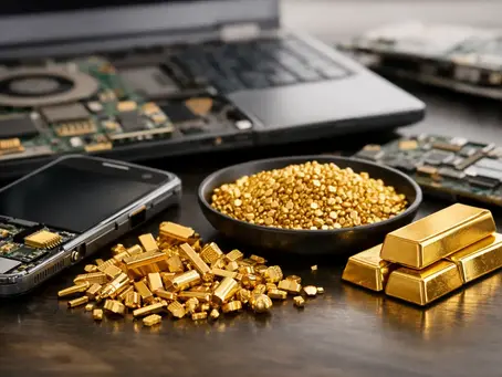Gold von alten Electric Handys und Laptops