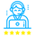 Blue robot with camera, 5 stars