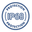 Blue circular logo with inner design