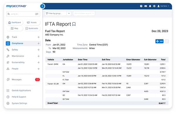 Geotab IFTA reporting