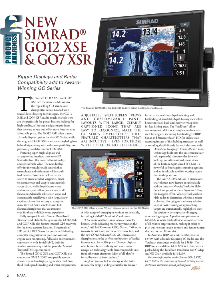 New Simrad GO12 XSE & GO7 XSR