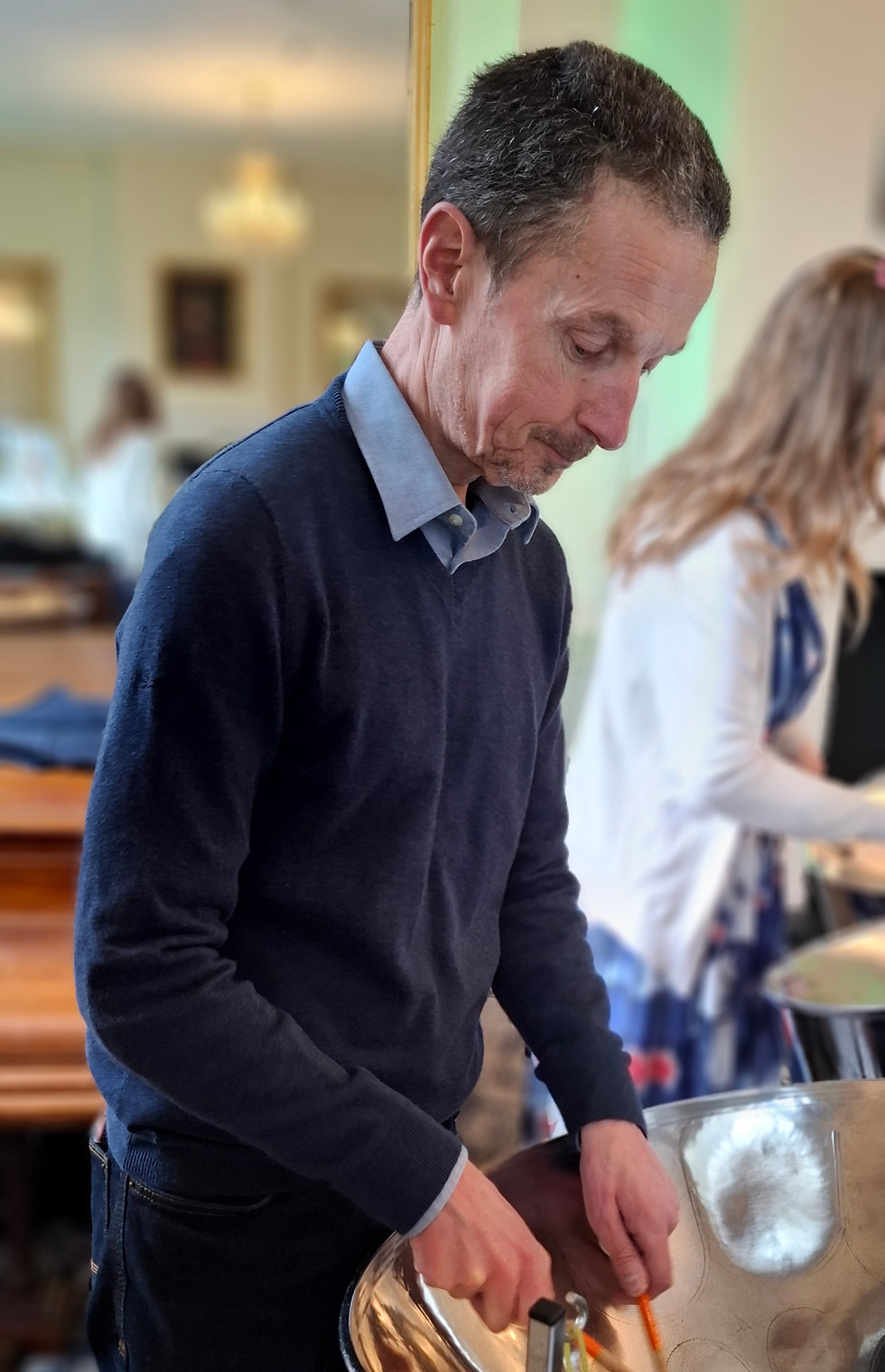 Graham playing steel pan