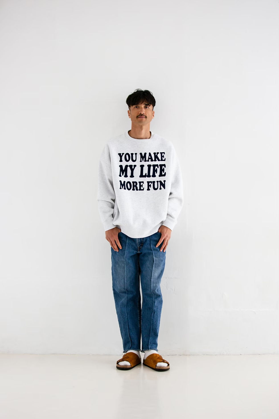 You Make My Life More Fun Sweat /24FW-024 ASH GRAY