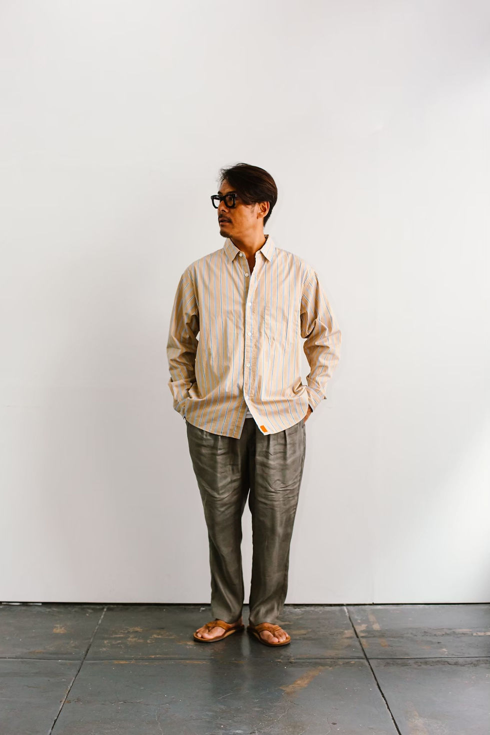 サムネイル： RETRO STRIPED SHIRTS / 25SP-007 BEIGE