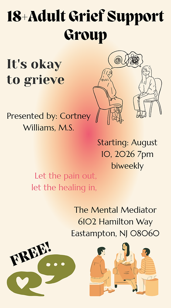 Event flyer for adult group session detailing meeting times and registration details.