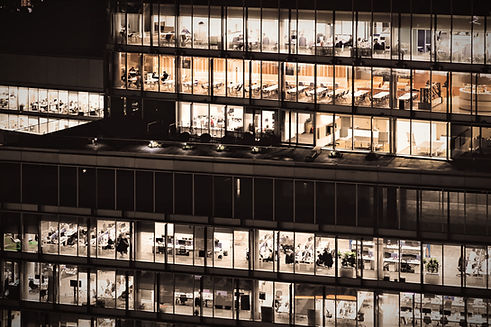 Night view of illuminated office building