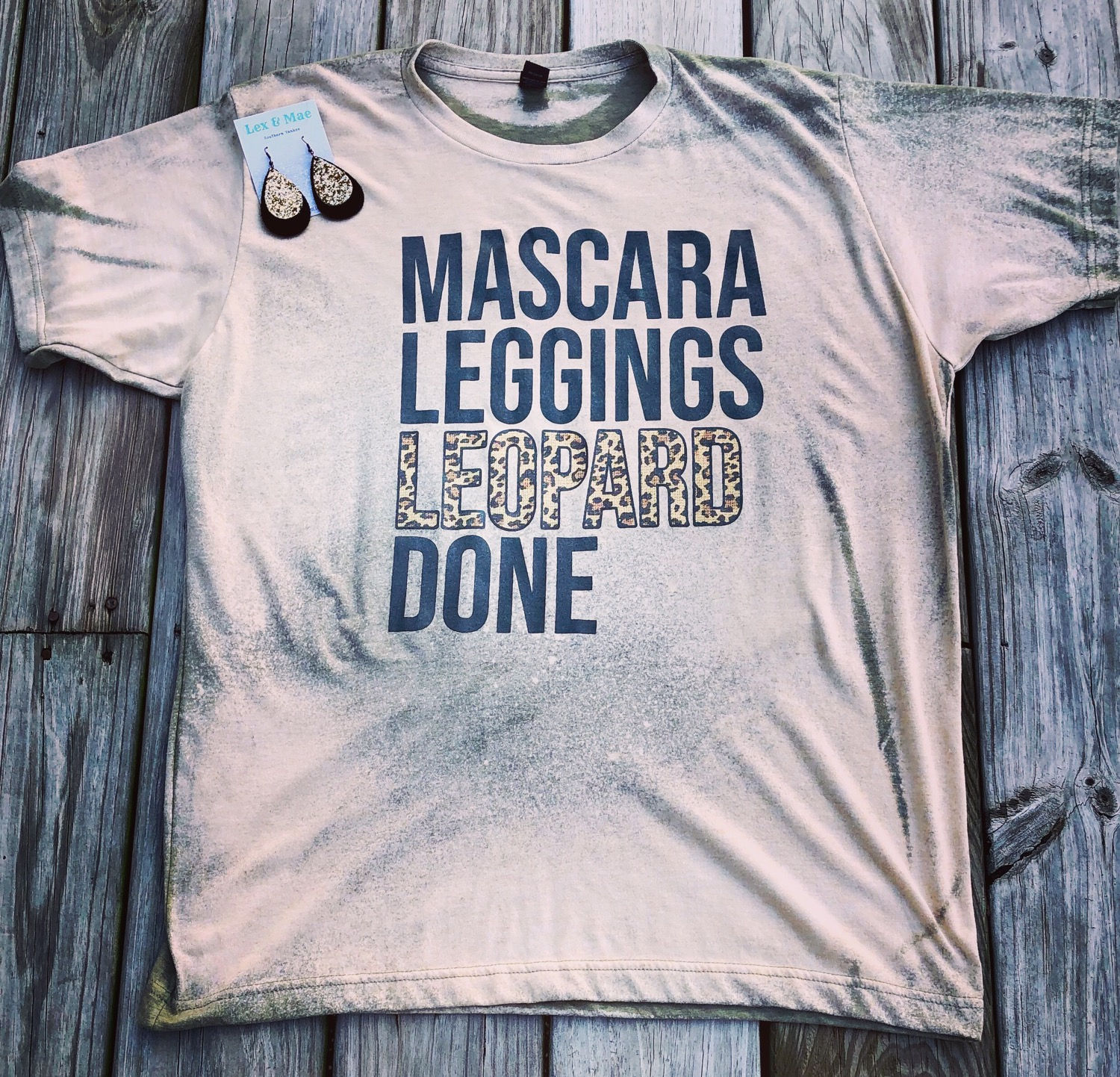 Tultex Brand Military Green Bleached Graphic Tee