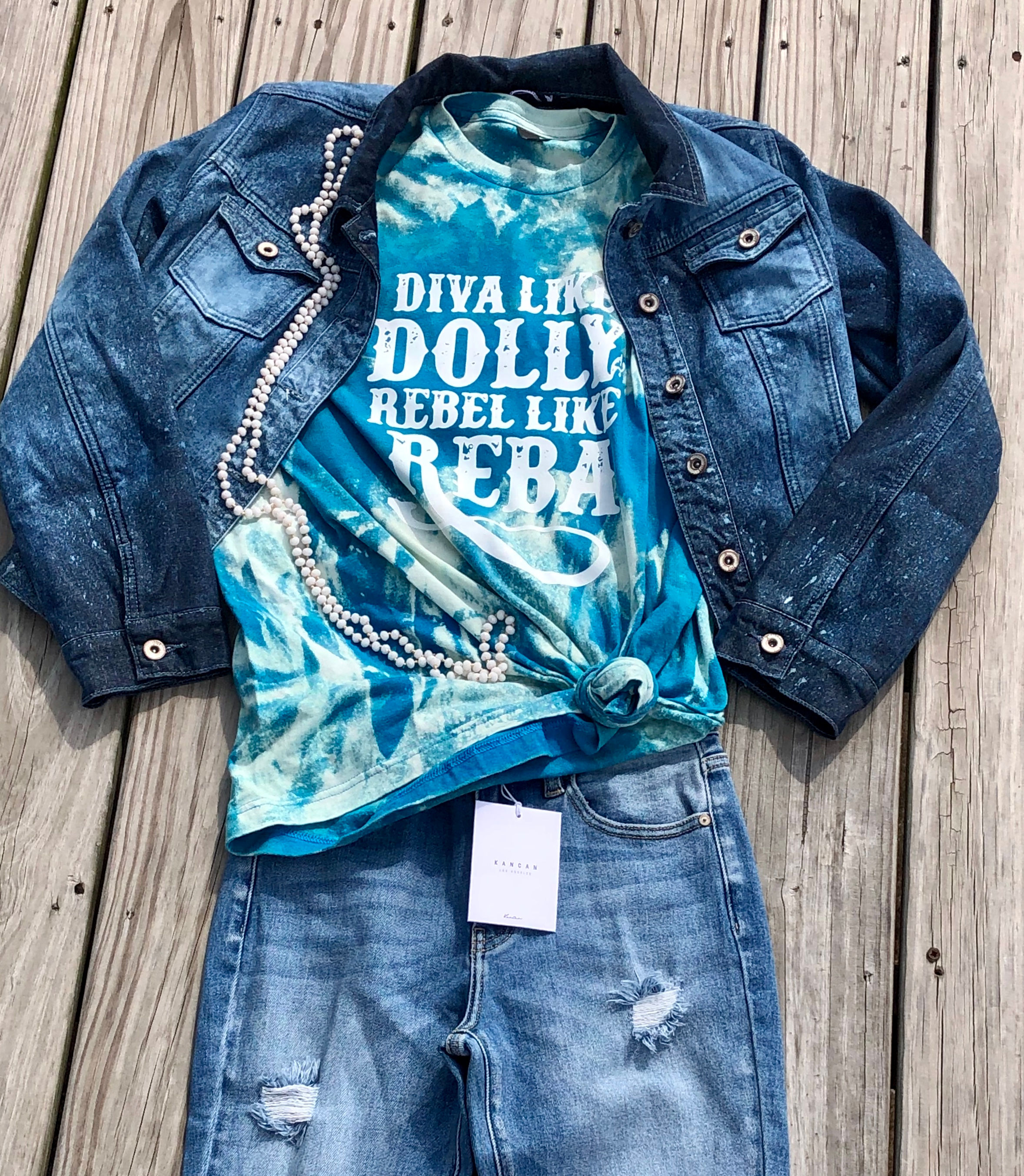 Unisex Bleached T-Shirt Diva Like Dolly Rebel Like Reba