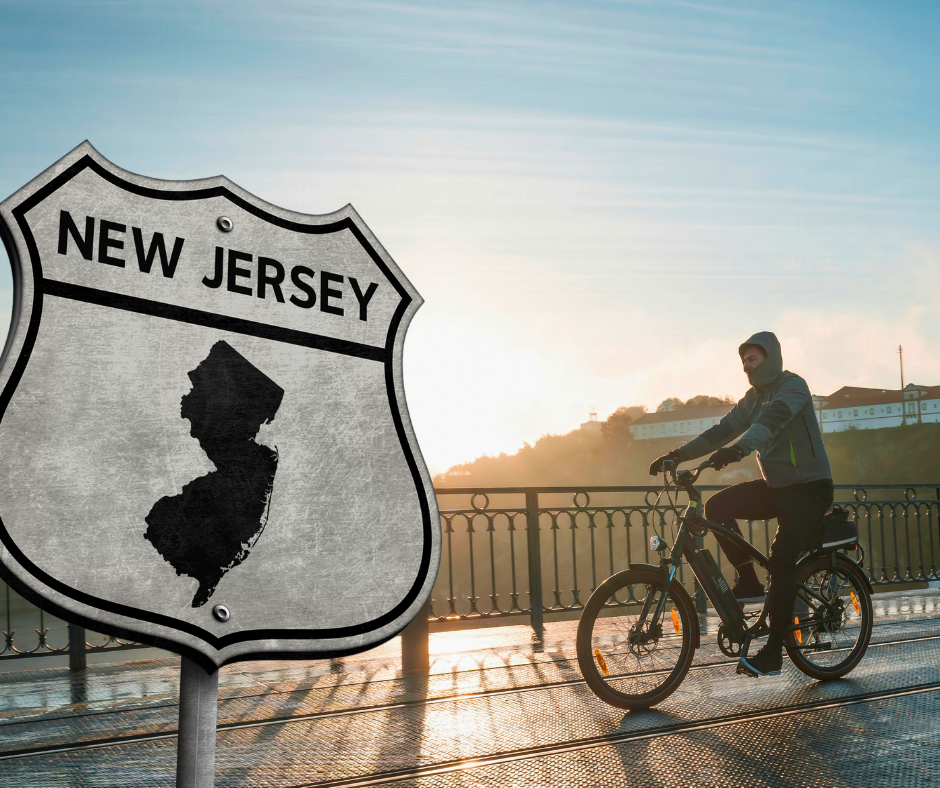 a man riding an ebike in New Jersey
