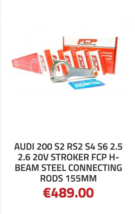 AUDI 200 S2 RS2 S4 S6 2.5 2.6 20V STROKER FCP H-BEAM STEEL CONNECTING RODS 155MM