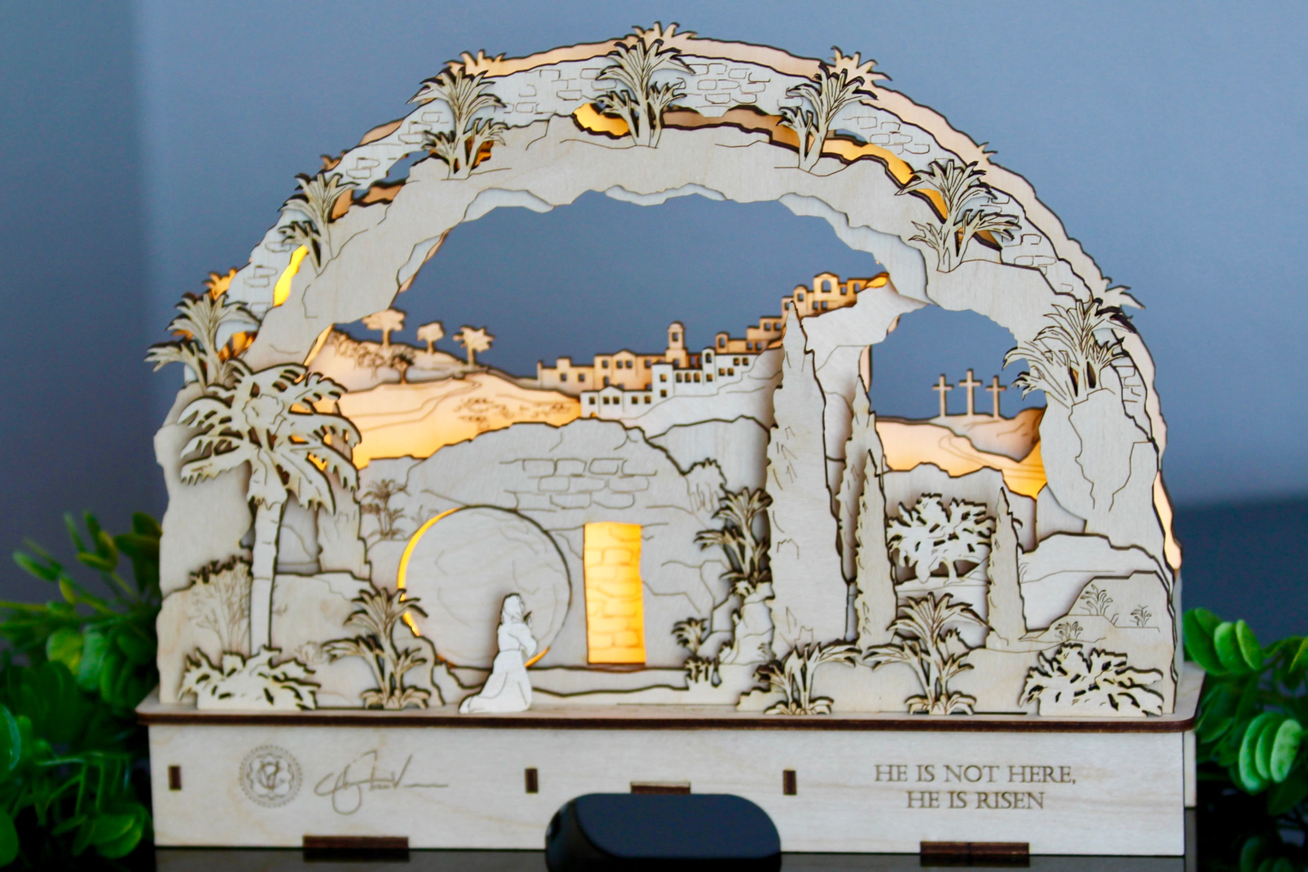 He is Risen Natural Wood Small