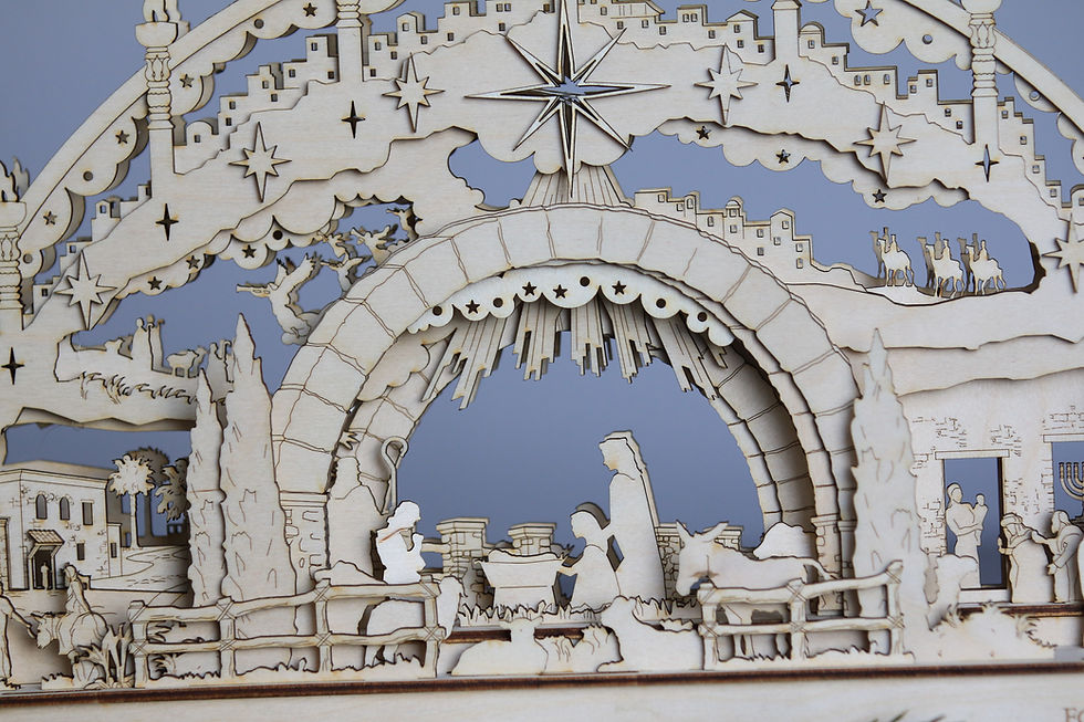 Thumbnail: For Unto Us Natural Wood Large $200.00