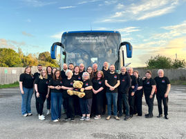 Renfrew Burgh Band members at their coach