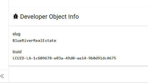 Example of Information (Including LCUID) available for this object (Account)