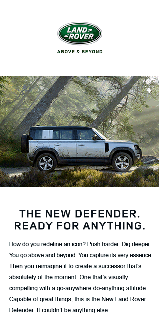 Defender_Animate_Mobile.gif - A request from the Land Rover Creative team to show how well The Land Rover could handle steep roads what better way than tilt everything in motion till the type falls in to a heap in the corner.
