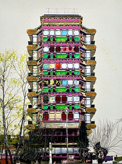 Bankkos tower in Peja, architect Milan Tajic, 1978-86