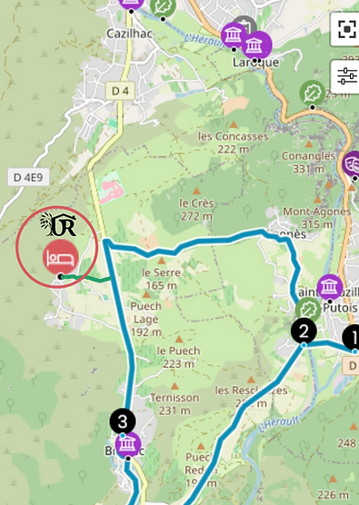 Chambres d’hôtes L’Oustal des Rameaux – accueil cyclistes boucle 10
Espace entretien vélo – recharge batterie – cyclotourisme Brissac
Abri sécurisé pour vélos – hébergement cyclotourisme
Paysages de la vallée de la Buèges – boucle cyclotourisme 10