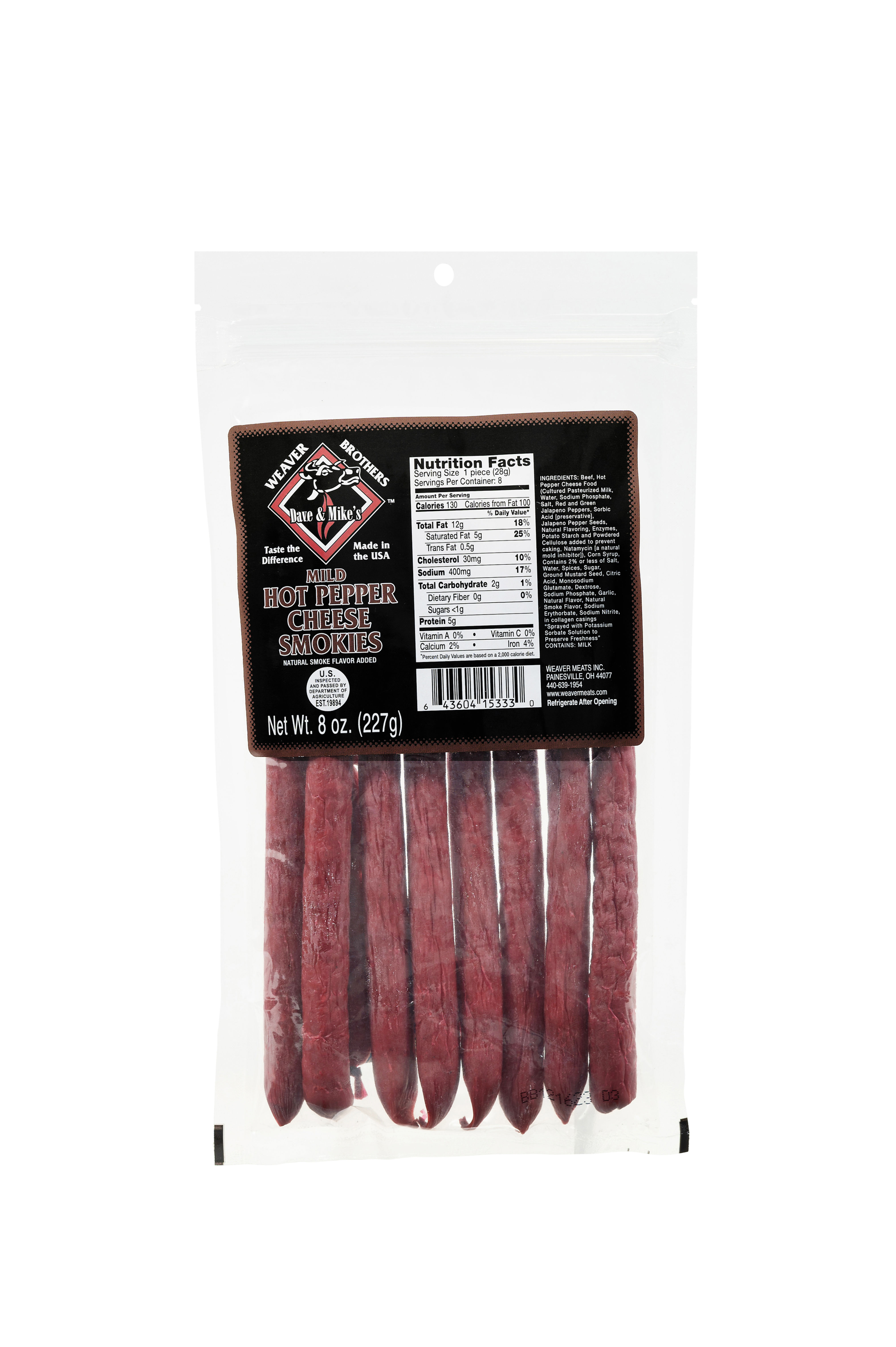 Mild Hot Pepper Cheese Smokies 8 oz