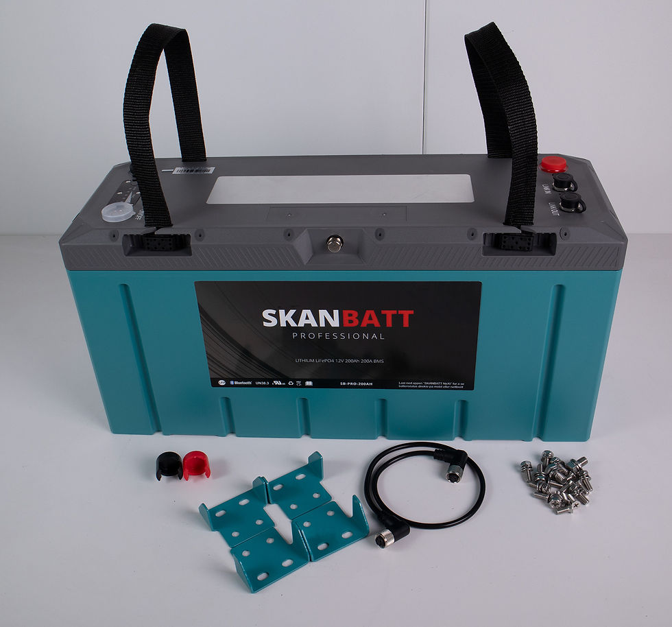 Medium | SKANBATT Lithium Professional IP67 12V 200Ah 200A BMS | 8 års garanti