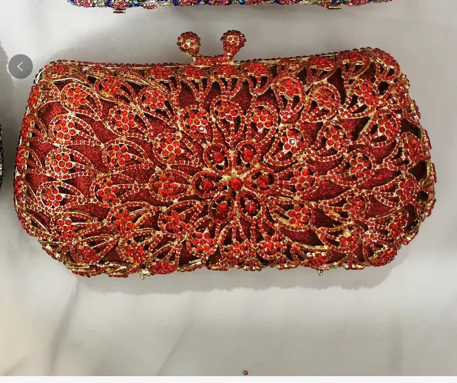Thumbnail: Baptism Center Diamond Chain Crystal Clutch – Elegant Rhinestone Evening Bag for