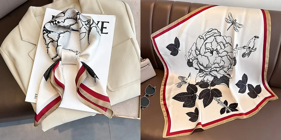 Thumbnail: Luxury Floral Print Silk Square Scarf Women Soft Satin Kerchief Hairband