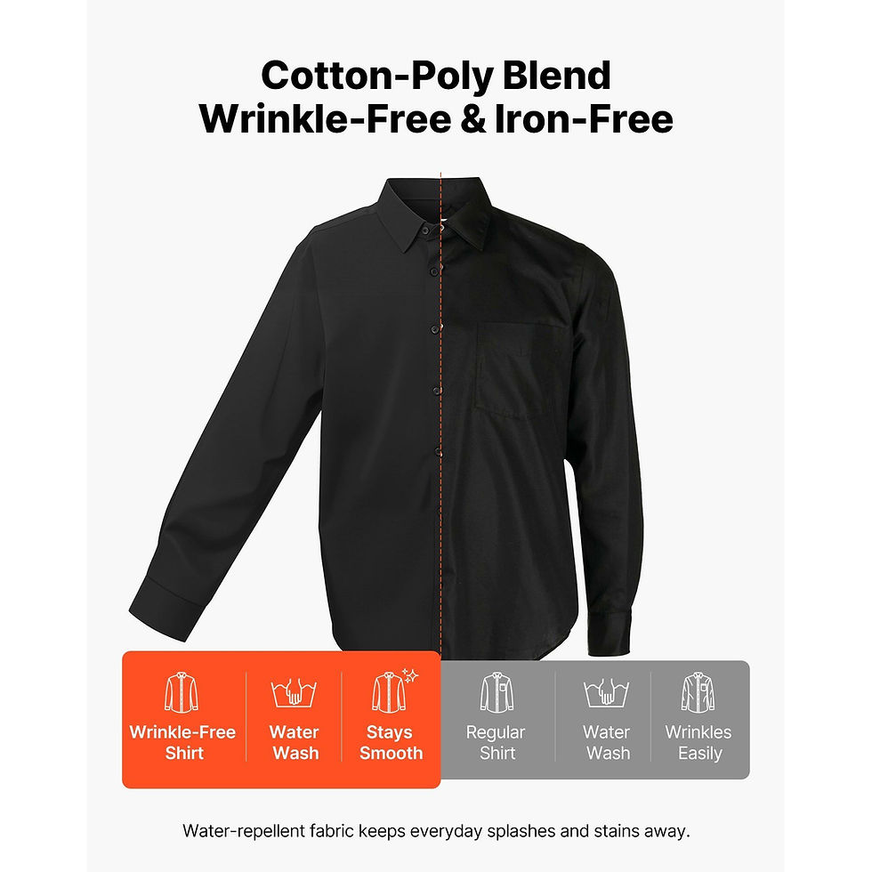 Thumbnail: Baptism Center Men’s Slim Fit Black Dress Shirt — Soft Stretch, Wrinkle‑Free Lon