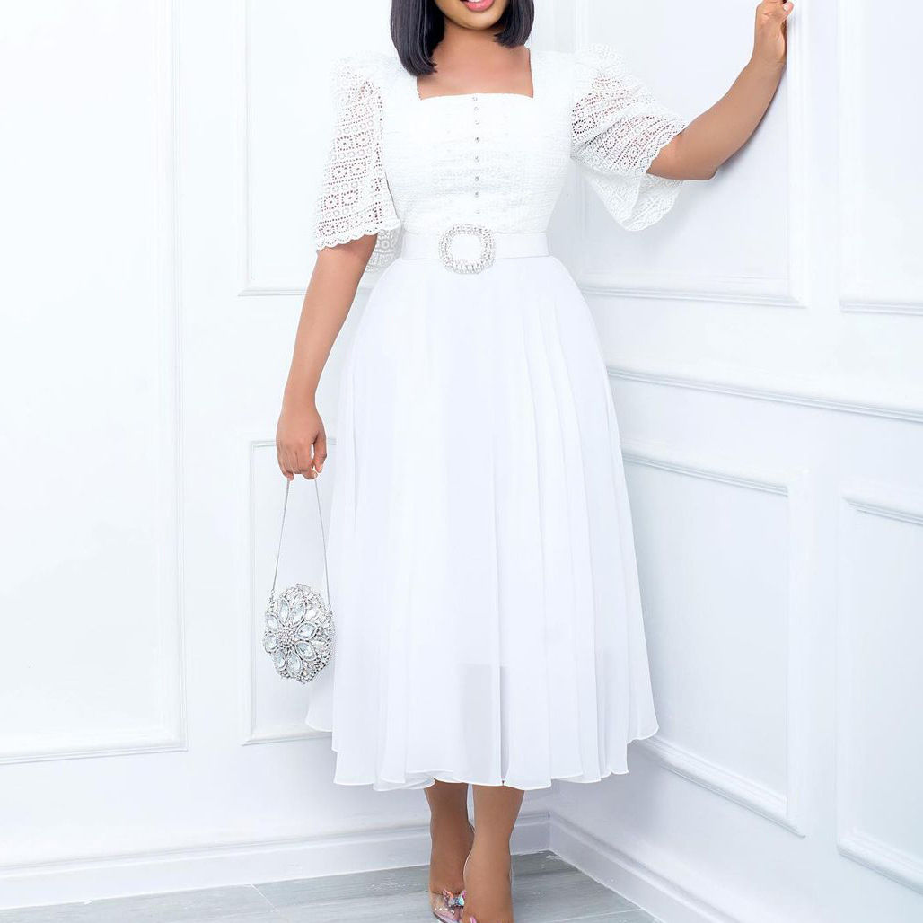 Baptism Center Patchwork Chiffon Beaded Maxi Dress — High‑Quality Semi‑Formal Fa