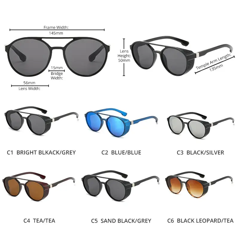 Thumbnail: Baptism Center Classic Steampunk Round Sunglasses – Vintage UV400 Men’s Shades