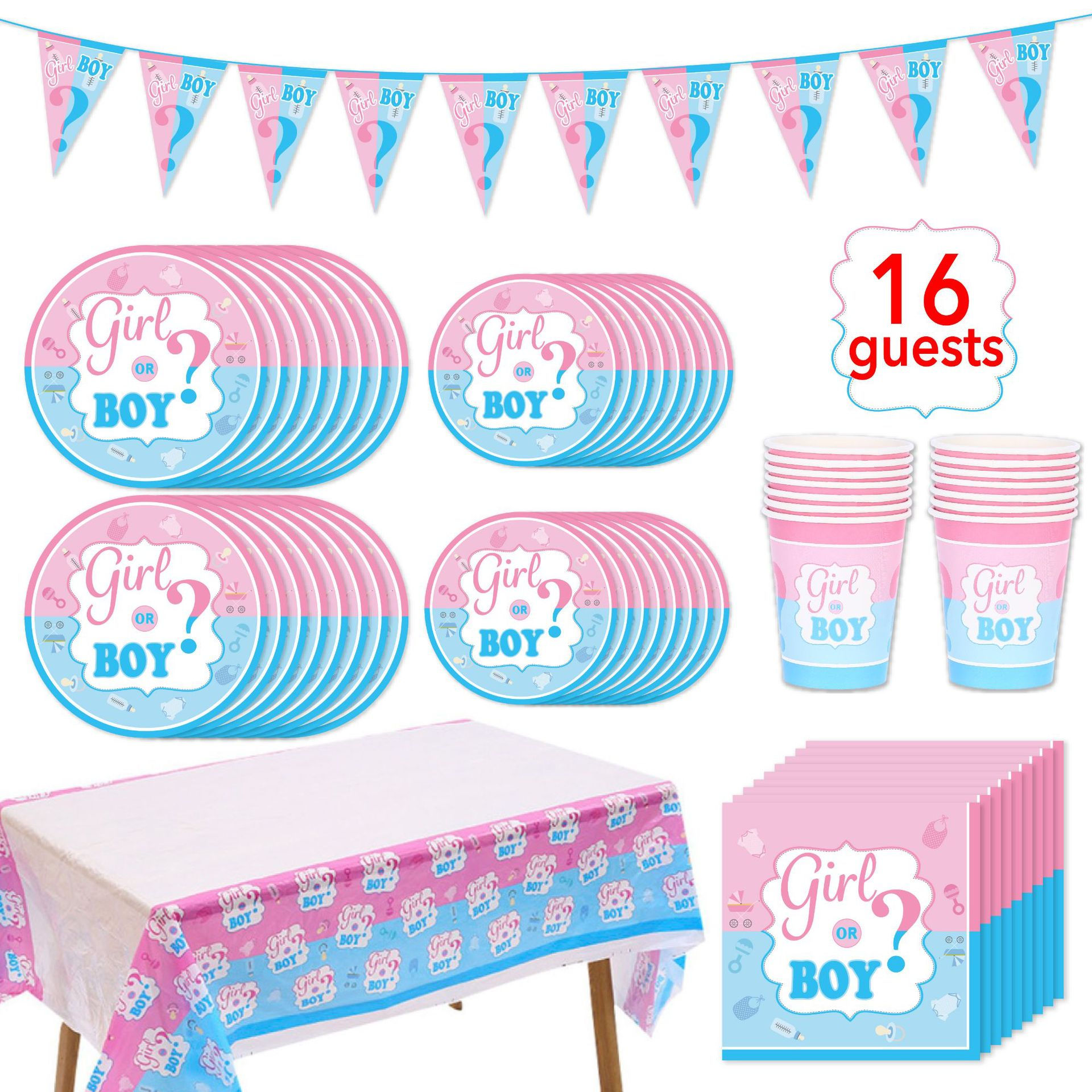Baptism Center Disposable Tableware Set — Pink & Blue Suppies