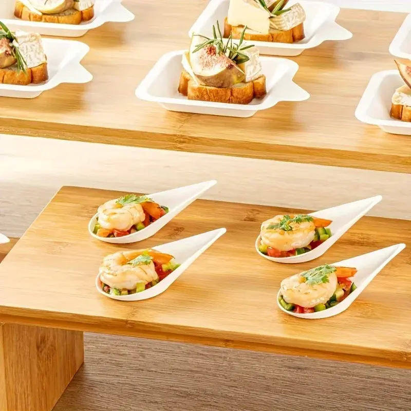 Baptism Center 50pcs Silver Water‑Drop Dessert Plate Set for Celebrations Events