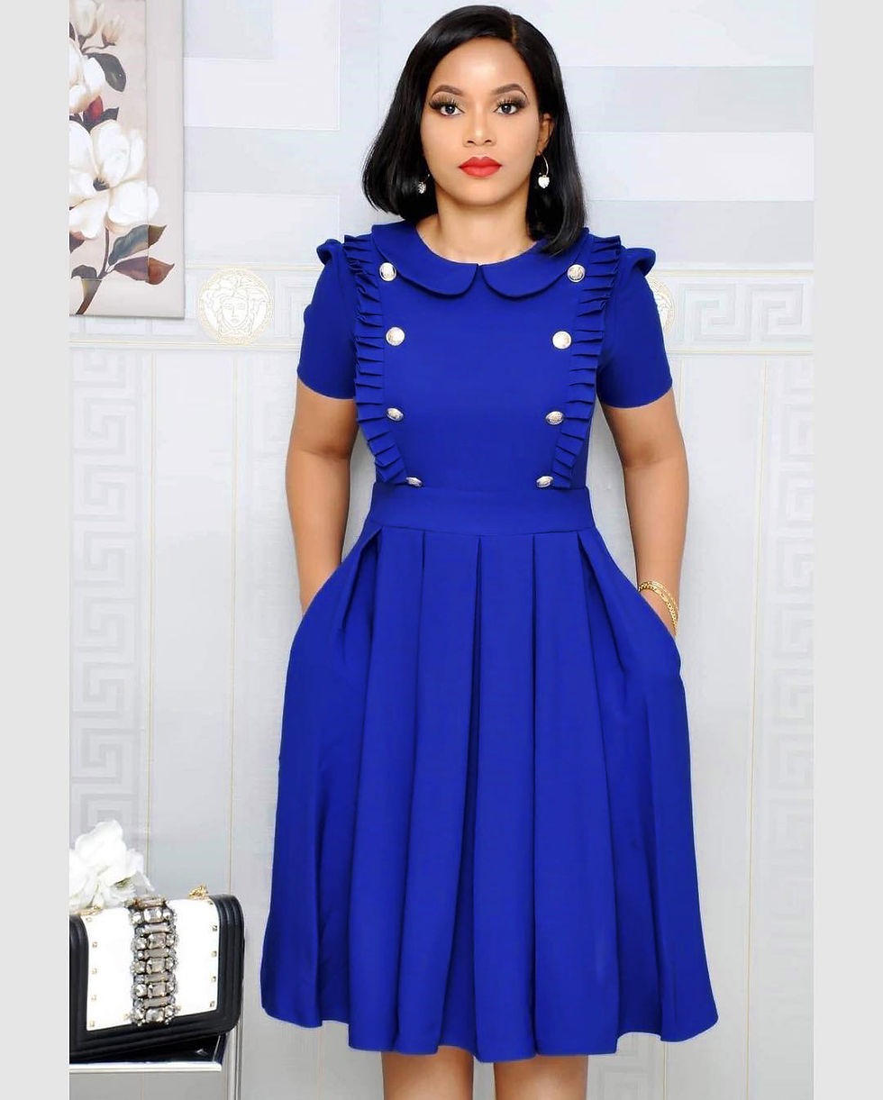 Thumbnail: Baptism Center Elegant Lotus‑Leaf Collar Dress – Women’s Formal Fashion