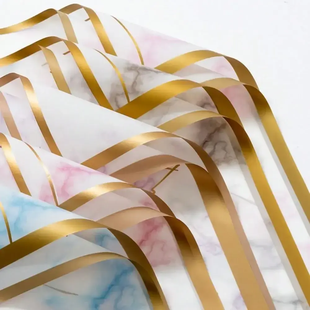 Baptism Center Marble Floral Gold‑Border Gift Wrap Paper Baptism Anniversary