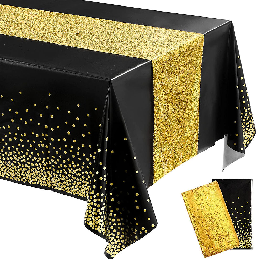Thumbnail: Baptism Center Sequin Table Runner & Waterproof Glitter Tablecloth Set — PEVA +