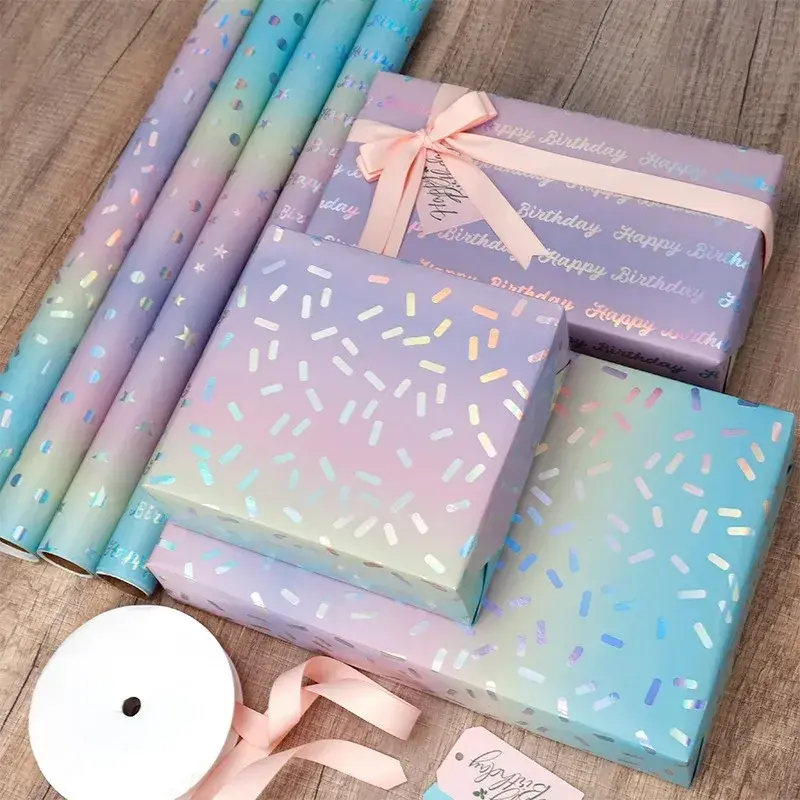Baptism Center 43x300CM Laser Rainbow Dots Gift Wrap Roll -Baptism Celebration