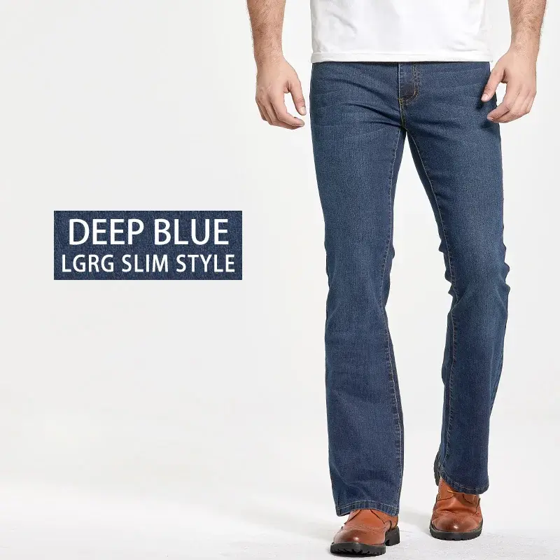 Thumbnail: Baptism Center Men’s Slim‑Fit Bootcut Jeans – Stretch Flared Denim Pants